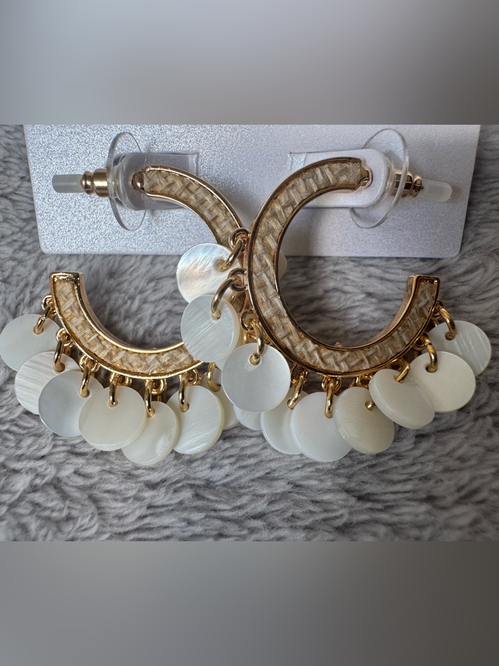 Sugarfix Women’s Dangly White and Gold Toned Earrings - Picture 2 of 3